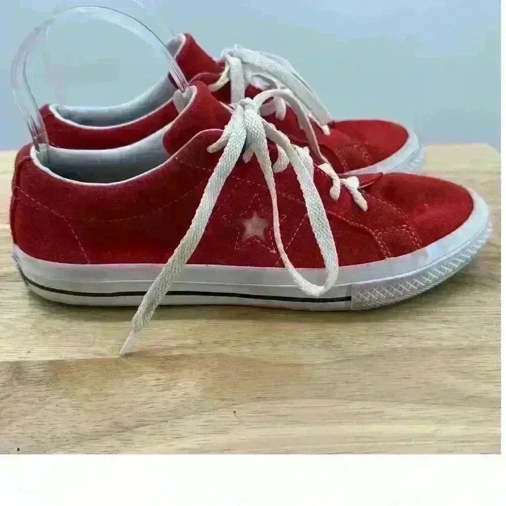 Converse All Star One Star Red & White Suede Low Top Lace-Up Sneakers  Juniors 6